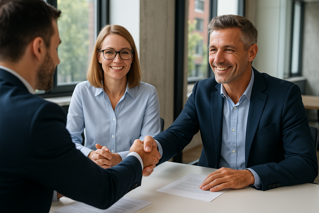 רגע של סגירת עסקה מוצלחת – שיתוף פעולה עסקי שמתחיל במו"מ נכון