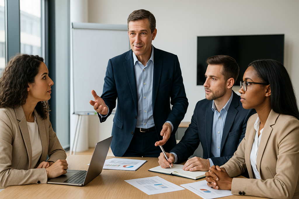 תמונת ניהול ישיבה מקצועית – אימון עסקי למנהלים